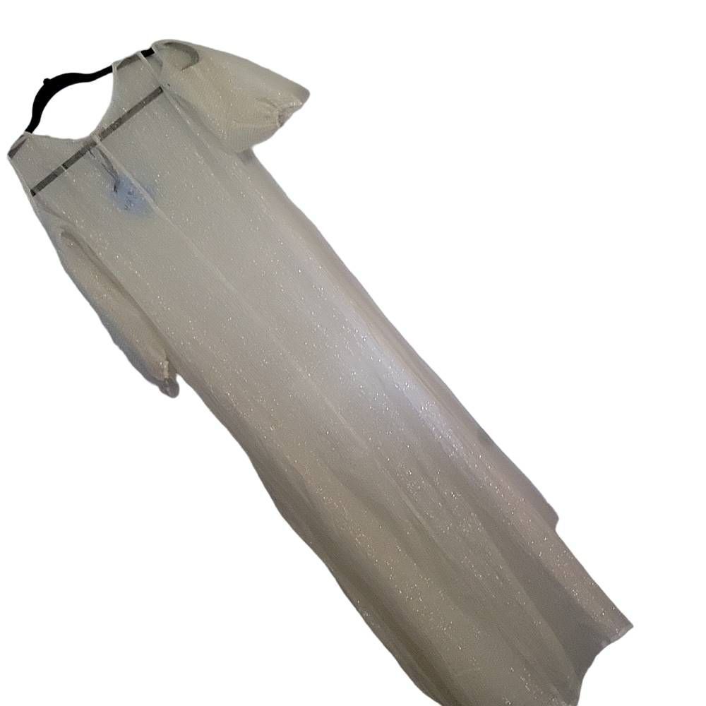 MAJE Rivera silk white/ gold cover up